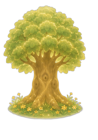 A flowering tree wreathed in soft golden light.